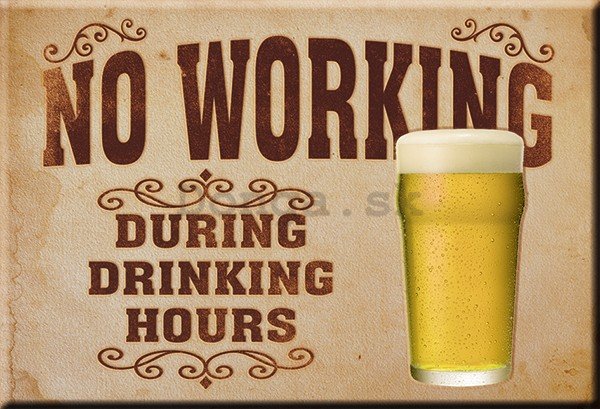 Plechová ceduľa - No Working (During Drinking Hours)