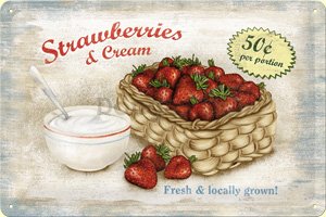 Plechová ceduľa – Strawberries and Cream
