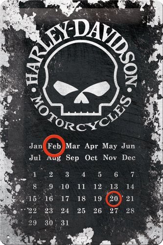 Plechová cedule - Harley-Davidson Motorcycles (kalendár)