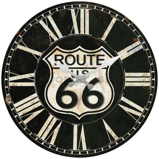 Nástenné sklenené hodiny - Route 66 (1)