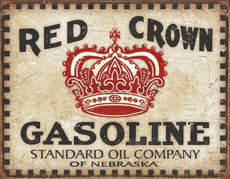 Plechová ceduľa - Red Crown Gasoline