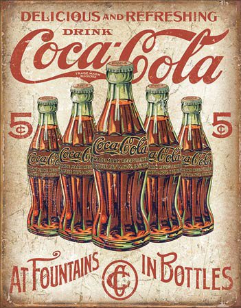 Plechová ceduľa - Coca-Cola (5$ Bottles)