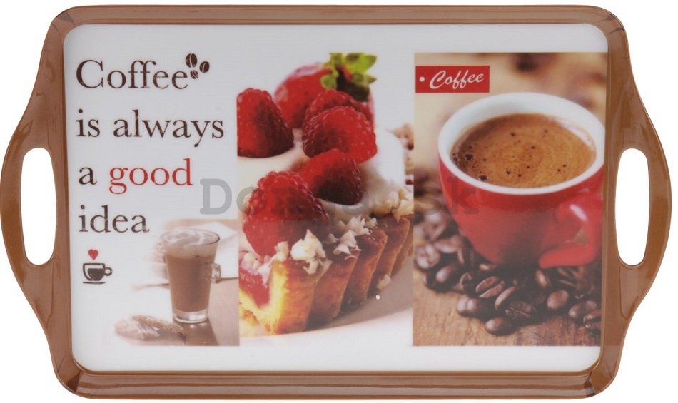 Retro podnos - Coffee is Always Good Idea (jahody a šálku kávy)
