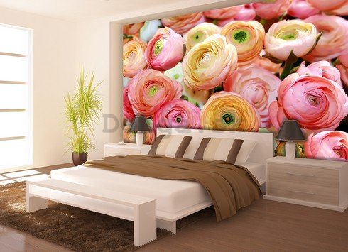 Fototapeta: Oranžové a ružové ruže - 254x368 cm