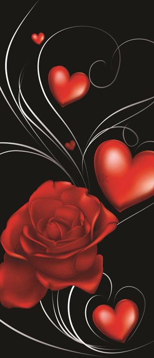Fototapeta samolepiace: Ruže a srdce - 211x91 cm