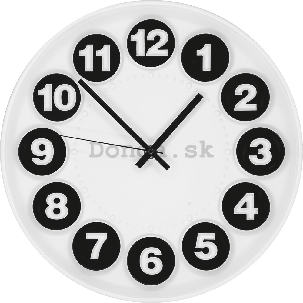 Nástenné hodiny: Číselné kruhy (čiernobiela) - 30 cm