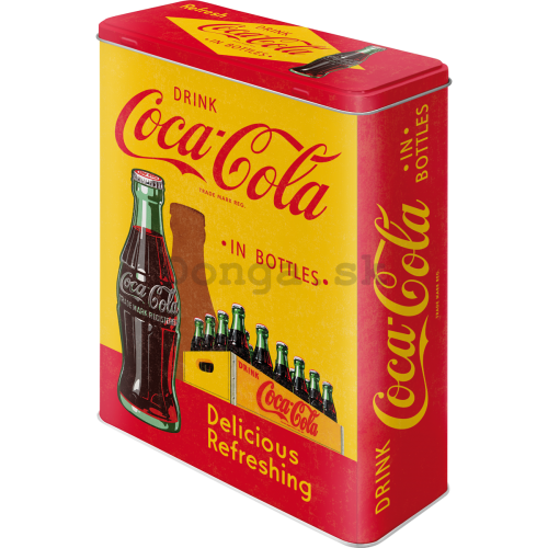 Plechová dóza - Coca-Cola (žltá přepravka)