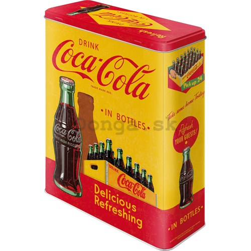 Plechová dóza - Coca-Cola (žltá přepravka)