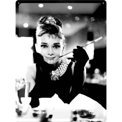 Plechová ceduľa: Audrey Hepburn - 40x30 cm