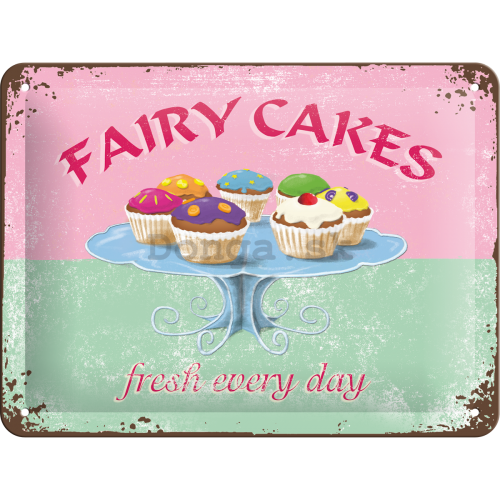 Plechová ceduľa: Fairy Cakes - 15x20 cm