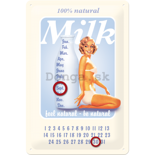 Plechová ceduľa – Milk (kalendár)