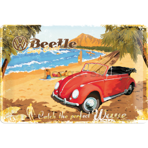 Plechová ceduľa – VW Beetle Ready for the Beach