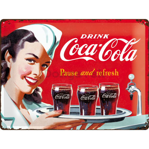 Plechová ceduľa - Coca-Cola (Servírka)