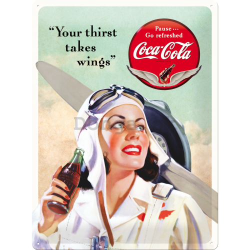 Plechová ceduľa - Coca-Cola (Thirst takes Wings)