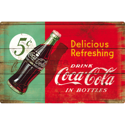 Plechová ceduľa: Coca-Cola (Dvojfarebná) - 40x60 cm