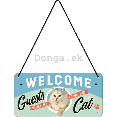 Závesná ceduľa: Welcome Guests Cat - 10x20 cm