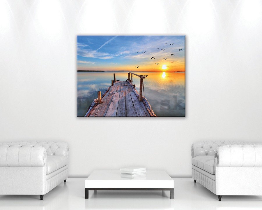 Obraz na plátne: Mólo pri západe slnka - 75x100 cm