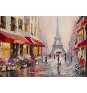 Fototapeta: Ulička k Eiffelovej veži (maľované) - 184x254 cm