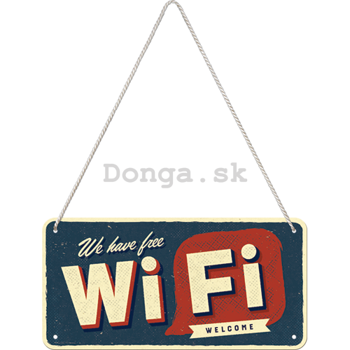 Závesná ceduľa: Free Wi-Fi - 10x20 cm