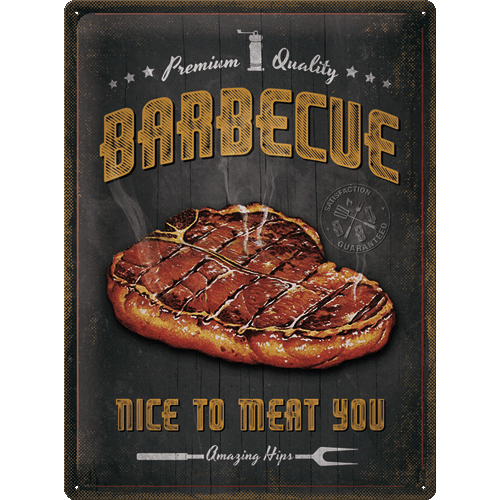 Plechová ceduľa: Barbecue Nice To Meat You - 40x30 cm