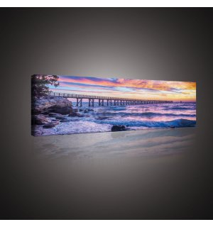 Obraz na plátne: Západ slnka pri mori - 145x45 cm