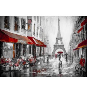 Fototapeta vliesová: Daždivo u Eiffelovej veže - 184x254 cm