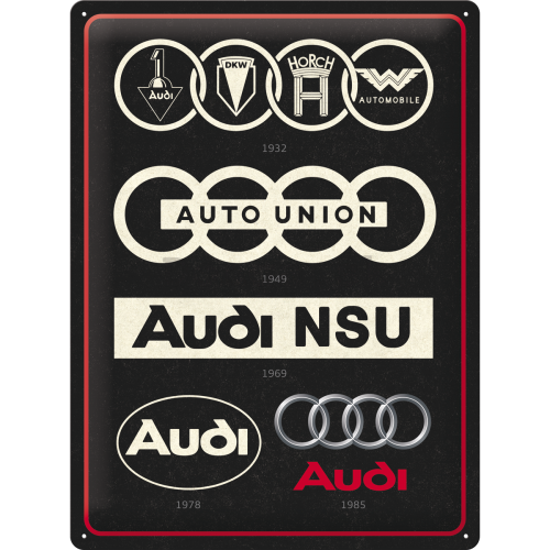 Plechová ceduľa: Audi Logo Evolution - 40x30 cm