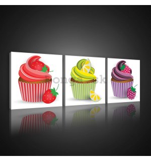 Obraz na plátne: Cupcakes - set 3ks 25x25cm