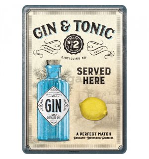 Plechová pohľadnice - Gin & Tonic Served Here