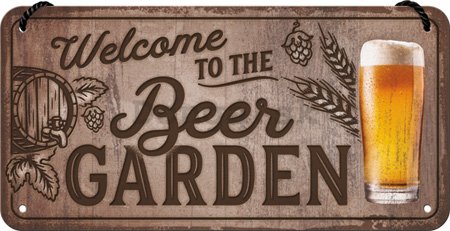 Závesná ceduľa: Beer Garden - 20x10 cm