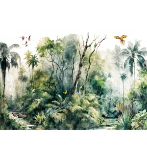 Fototapeta vliesová: V deštném pralese (malované) - 254x184 cm