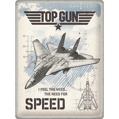 Plechová ceduľa: Top Gun - Jet - 30x40 cm