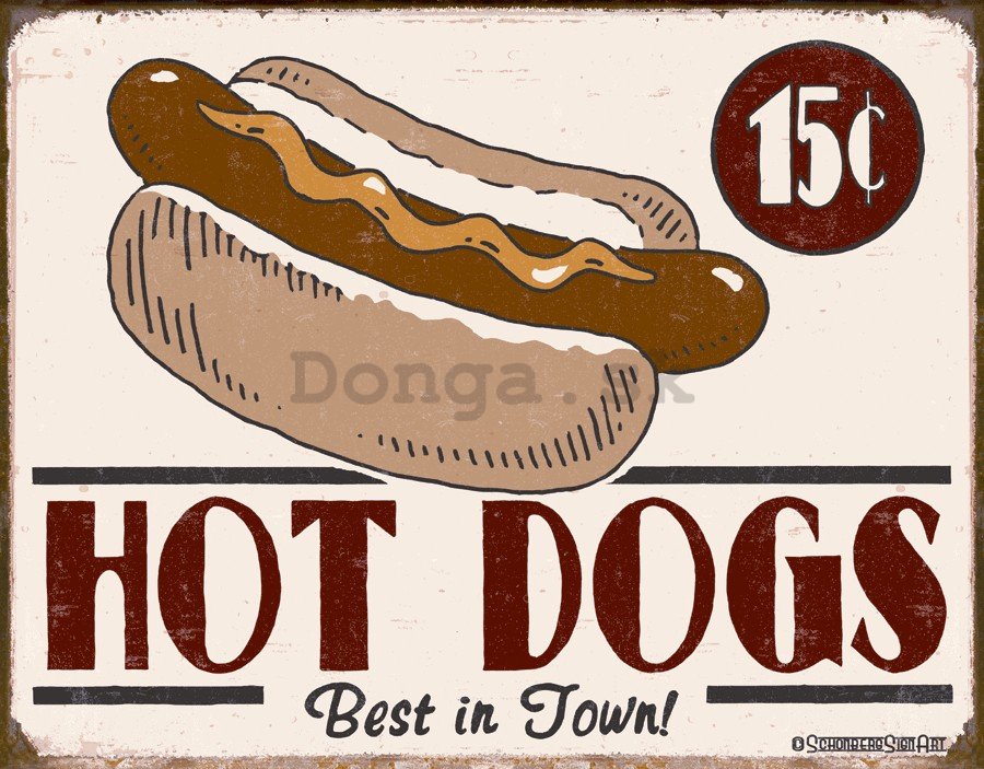 Plechová ceduľa: Hot Dogs - 30x40 cm