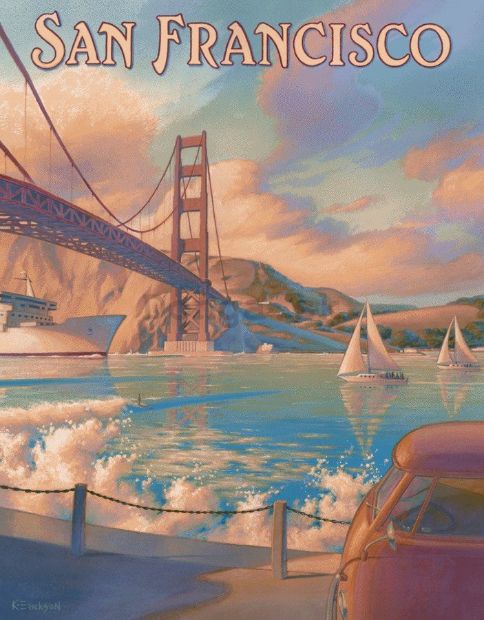 Plechová ceduľa - San Francisco (Golden Gate Bridge)