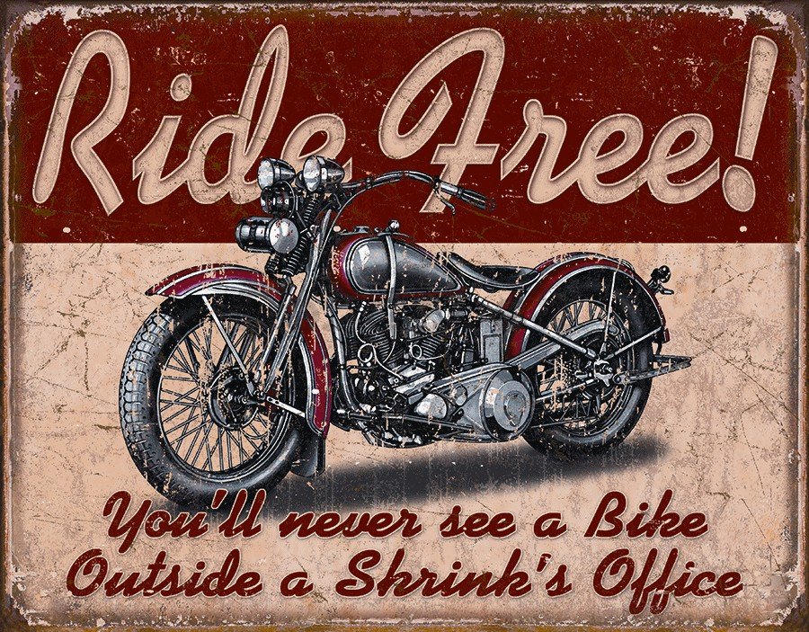 Plechová ceduľa - Motocykly (Ride free)