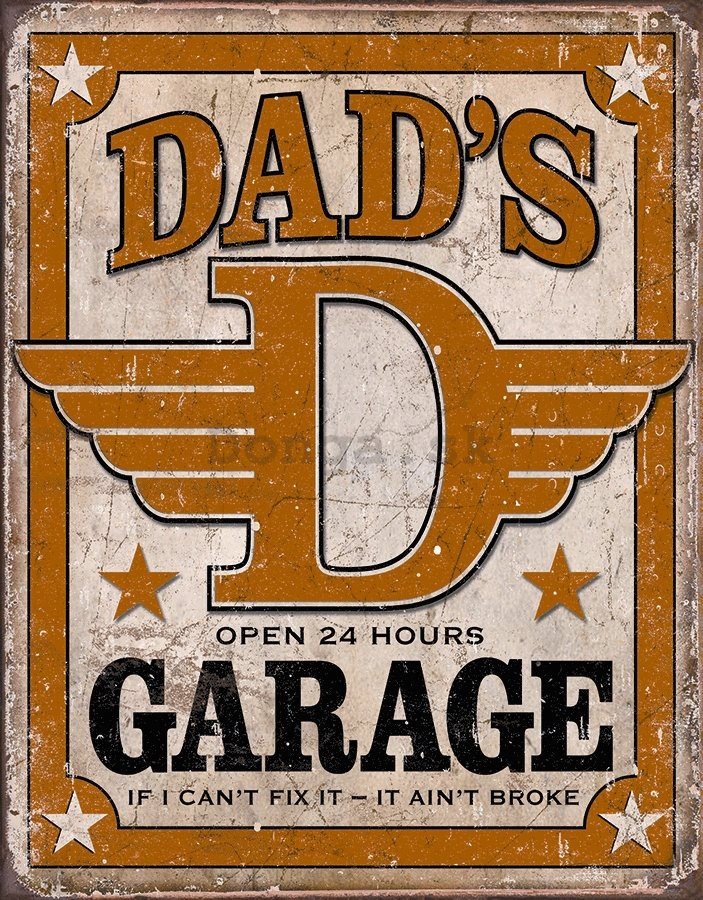 Plechová ceduľa - Dad's Garage