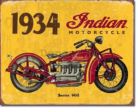 Plechová ceduľa - 1934 Indian Motorcycle