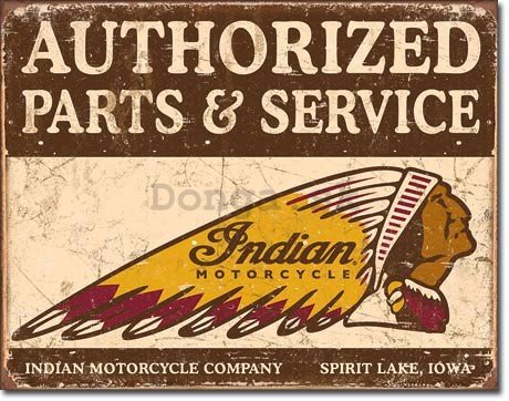 Plechová ceduľa - Indian (Authorized Parts & Service)