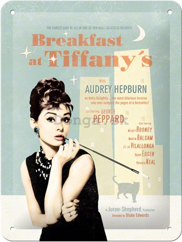 Plechová ceduľa – Breakfast at Tiffanys Blue