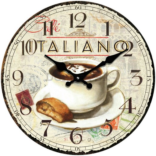 Nástenné sklenené hodiny - Cafe Italiano