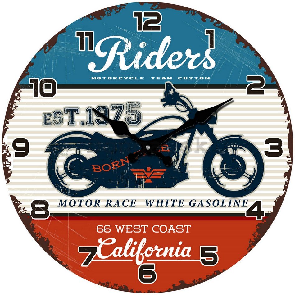 Nástenné sklenené hodiny - Riders (motocykel team custom)