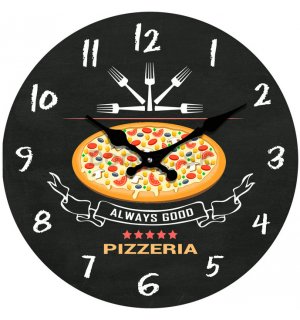 Nástenné sklenené hodiny - Always Good Pizzeria