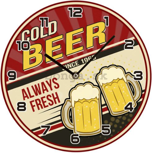 Nástenné sklenené hodiny - Cold Beer Since 1965