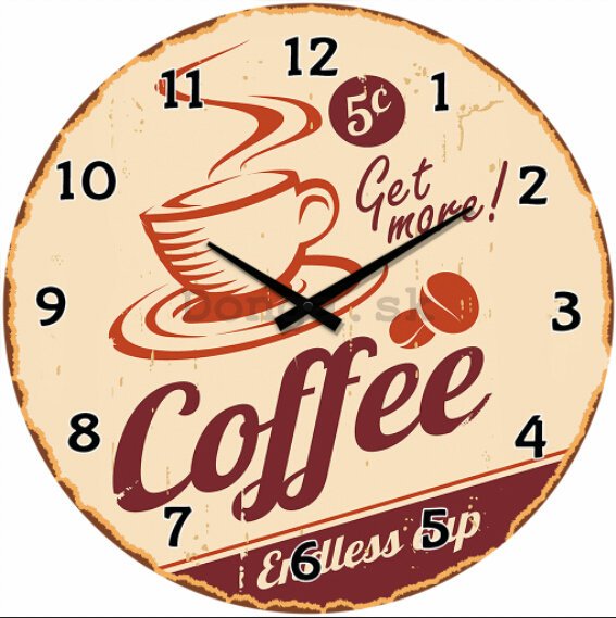 Nástenné sklenené hodiny - (Coffee Endless Cup)