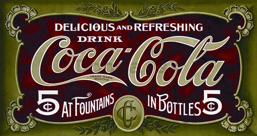 Plechová ceduľa - Coca-Cola (5 centov)