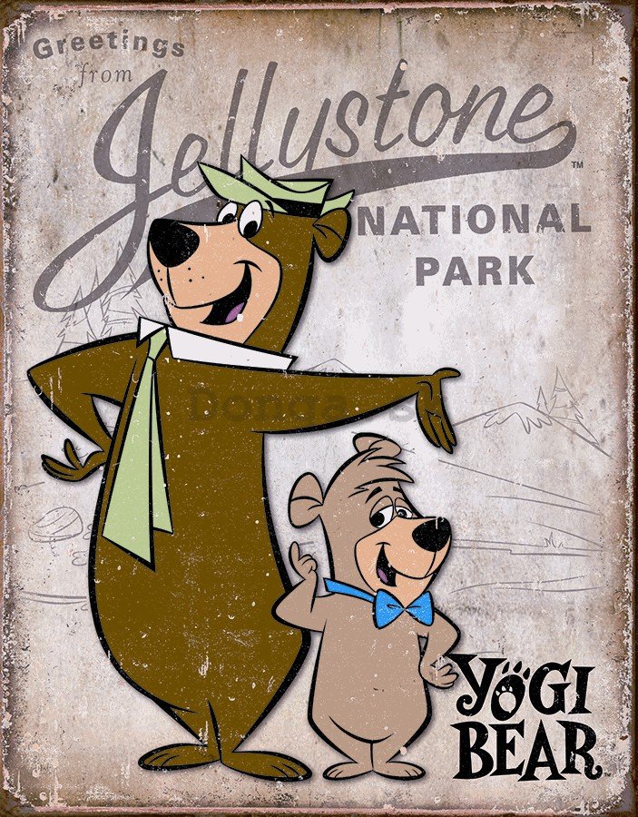 Plechová ceduľa - Yogi Bear (Greeting from Yellowstone)