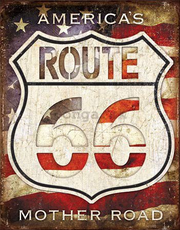 Plechová ceduľa - Route 66 (America's Mother Road)