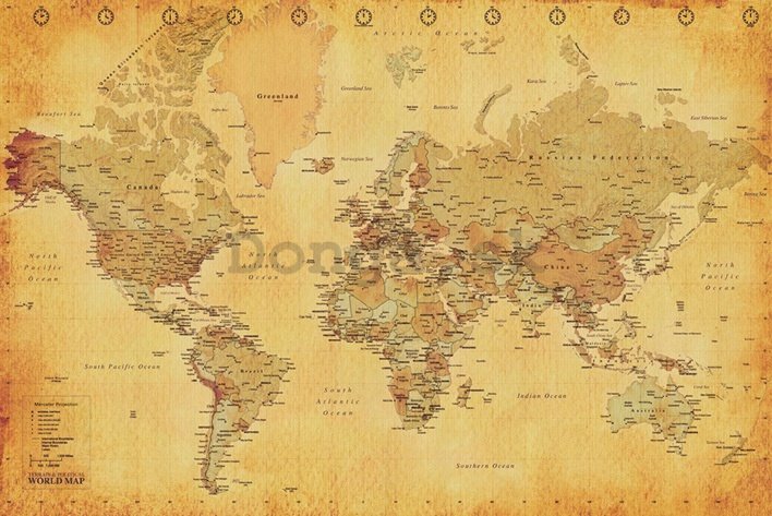 Plagát - World Map (Vintage)