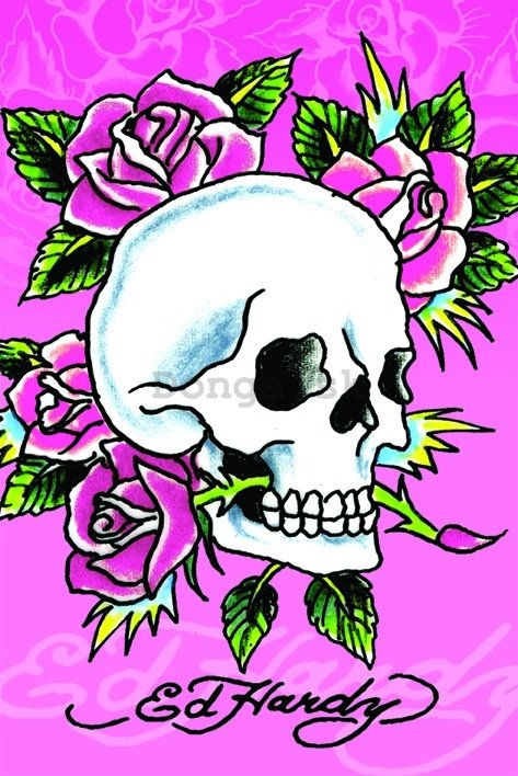 Plagát - Ed Hardy (Skull Roses)