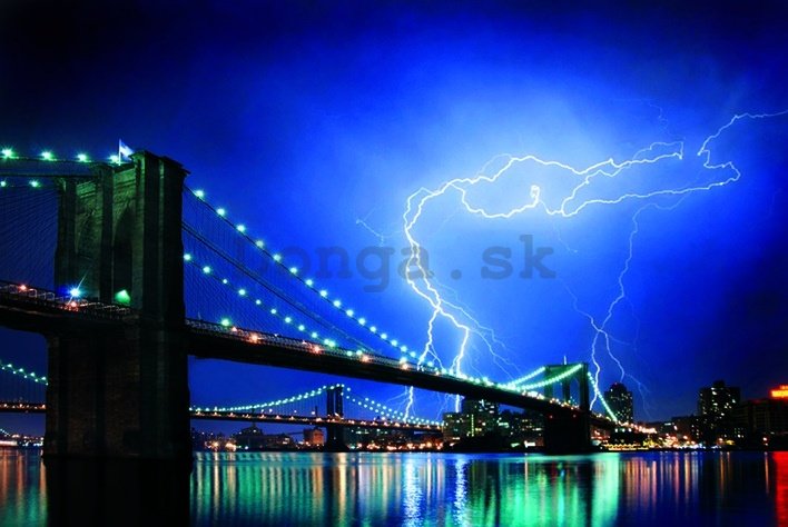 Plagát - Brooklyn Bridge Lightning